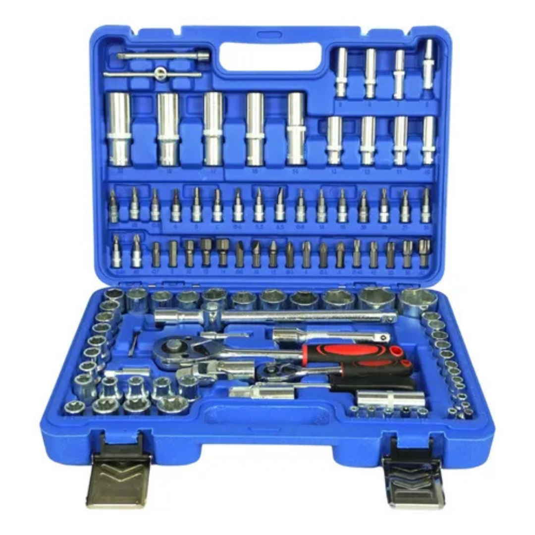 (Promoción 🔥) Kit de Herramientas Combinadas Alpina 108 Piezas en Caja de Transporte Color Azul Claro
